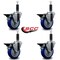 Service Caster 4'' Blue Poly Swivel 1'' Expanding Stem Caster Set with Brake, 4PK SCC-EX20S414-PPUB-BLUE-PLB-1-4 - alternate 3